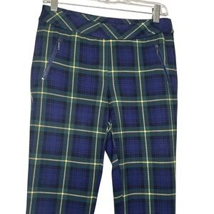 J. McLaughlin green plaid dressy ankle pants tapered preppy women's size 2